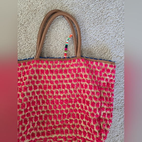 Miss Albright Anthropologie Womens Large Colorful Pink Tote Bag - Picture 2 of 8